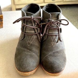 Toms Olive Green Wedge Booties